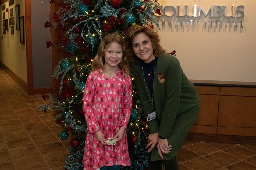 Etta Nelsen and Cori Fullner, executive director of the Columbus Community Hospital Foundation