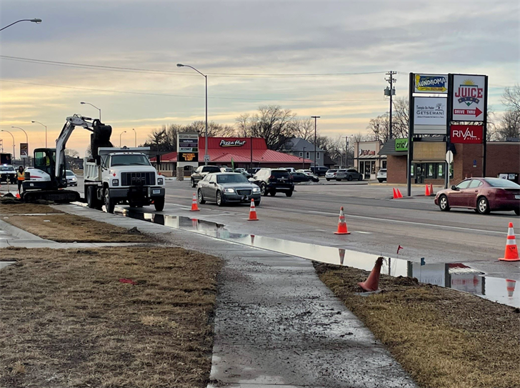 A crew on Saturday afternoon works to repair a water main along 23rd Street in Columbus.