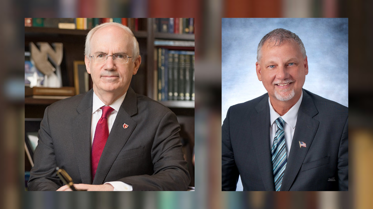 Jeffrey P. Gold, MD, chancellor, University of Nebraska Medical Center and Michael T. Hansen, FACHE, president/CEO of Columbus Community Hospital