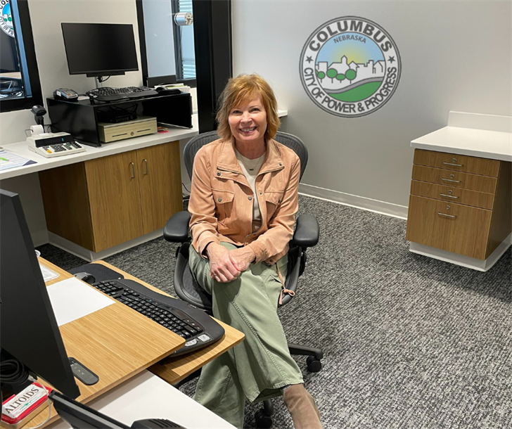 Linda Cloeter on Thursday, May 6, 2025, sits at her desk in City Hall.